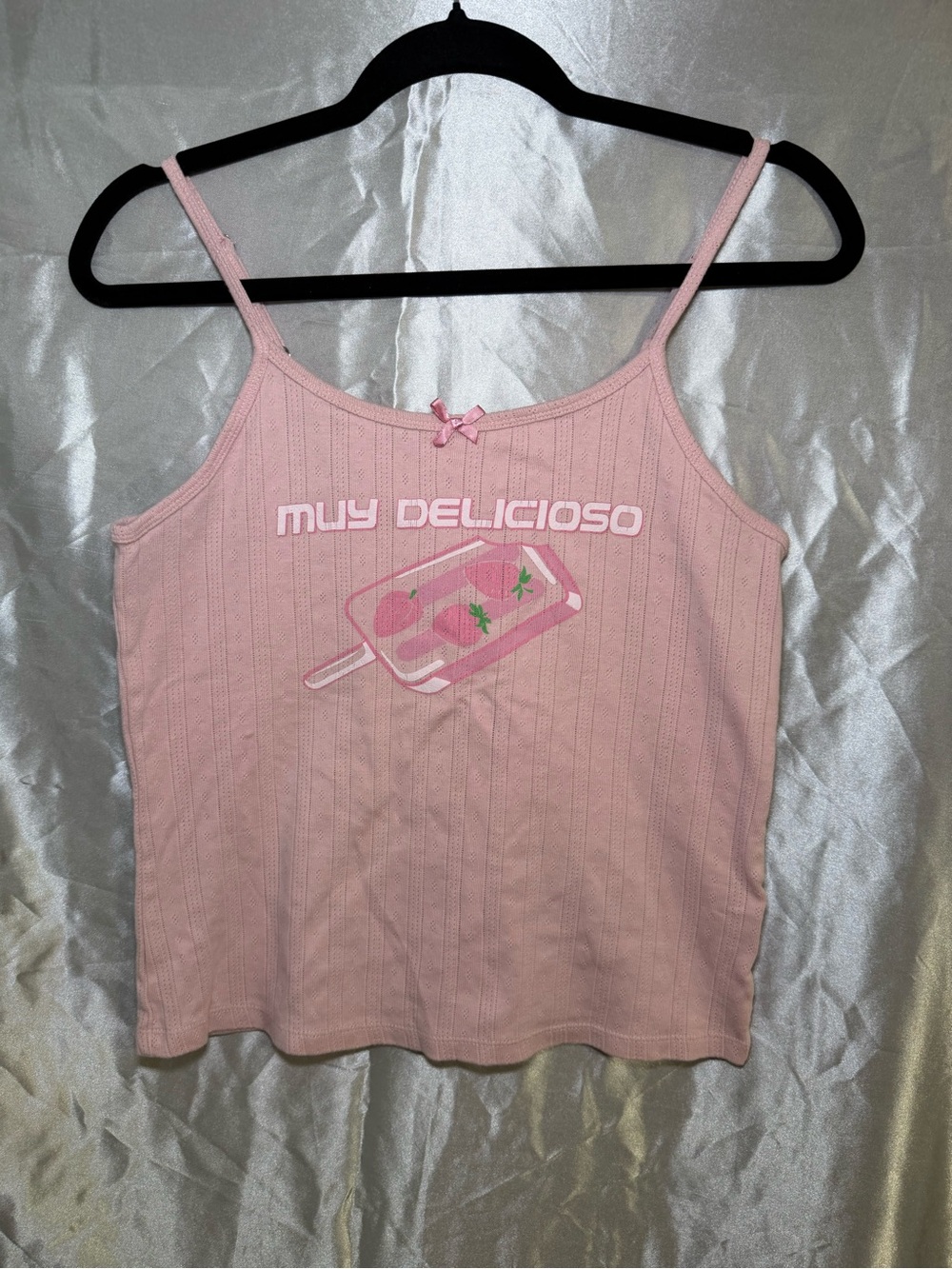 Y2K Vibe’n Pink 'Muy Delicioso' Ribbed Cami Tank size XL - Picture 1 of 4